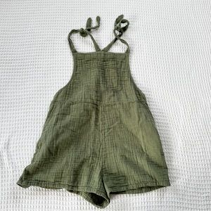 Aerie Muslin Gauze Green Romper Tie Straps Size XL Extra Large